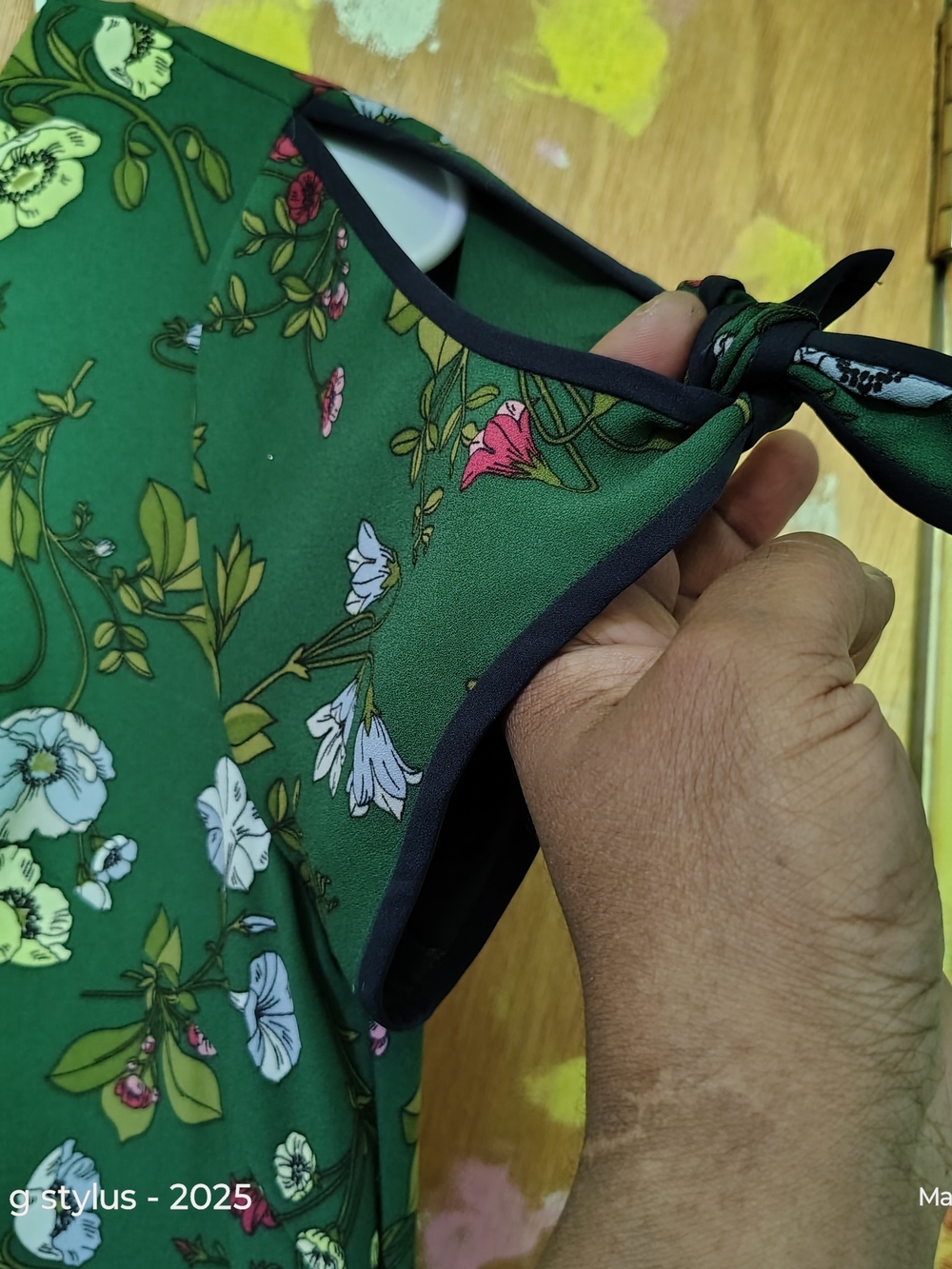 😎🔥 ANN TAYLOR- Green Floral Print Dress,Size 6 - Picture 6 of 7